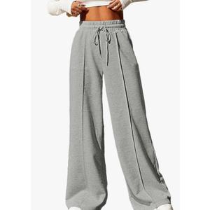 Aleumdr Women's High Waisted Drawstring Waist Wide Leg Sweatpants with Pockets Casual Loose Yoga Pants, 2XL