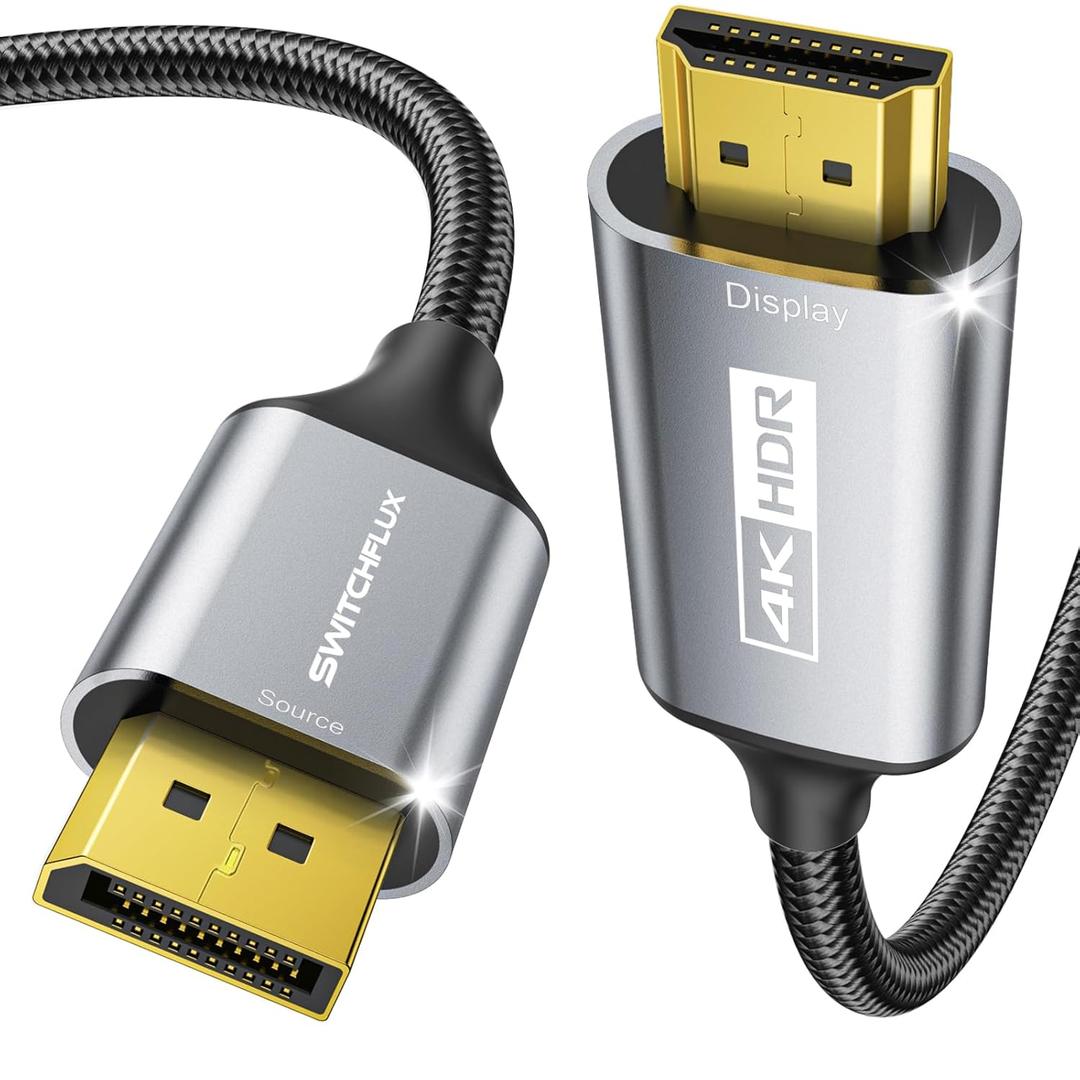 Active DisplayPort to HDMI Cable 10Ft (4K@60Hz,1440P/2K@120Hz) Uni-Directional Display Port 1.2 to HDMI 2.0 Braided Cord,DP to HDMI Compatible with AMD,NVIDIA,Desktops,and Gaming Monitors