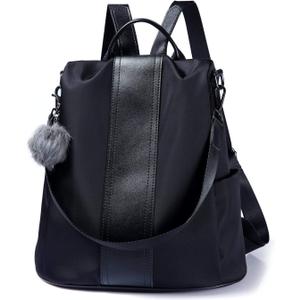 PINCNEL Women Backpack Purse Waterproof Nylon Anti-theft Rucksack Lightweight Shoulder Bag (Medium, Black)