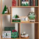 Guoofu 11 Pcs Merry Christmas Green Tiered Tray Decor, Farm Fresh Xmas Tree Balls Reindeer Snowflake Farmhouse Wood Decorations Set, Winter Holiday Rustic Wooden Decorative Signs for Home Table Shelf