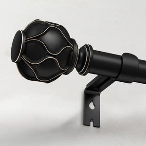 WIN4ALL Black Heavy Duty Curtain Rods for Windows 66 to 120 inch, 1 Inch Curtain Rod, Adjustable Decorative Long Curtain Rods For Bedroom, Living Room, Outdoor (Black,16"-120)
