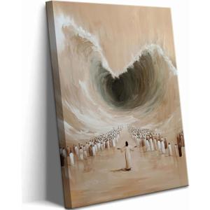 Moses Parting the Red Sea Canvas Wall Art Modern Christian Bible Stories Wall Decor Picture Jesus Religious Posters Prints for Living Room Bedroom Church Decoration 12x16in