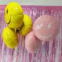 4PCS Pink Smile Face Balloons 23 Inch/Pink Preppy Themed Party Decor/Preppy Y2k Hot Pink Party Balloons Smile Face Lightning Supplies for Teen Hippie Girls Bachelorette Early 2000s Theme