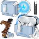 Inesore Compatible with AirPods Pro 2nd/1st Generation Case Cover with Phone Stand & Cleaning Kit,Compatible with Magsafe,Magnetic Automatic Lock for iPod Pro Charging Case(USB-C/Lightning Cable)