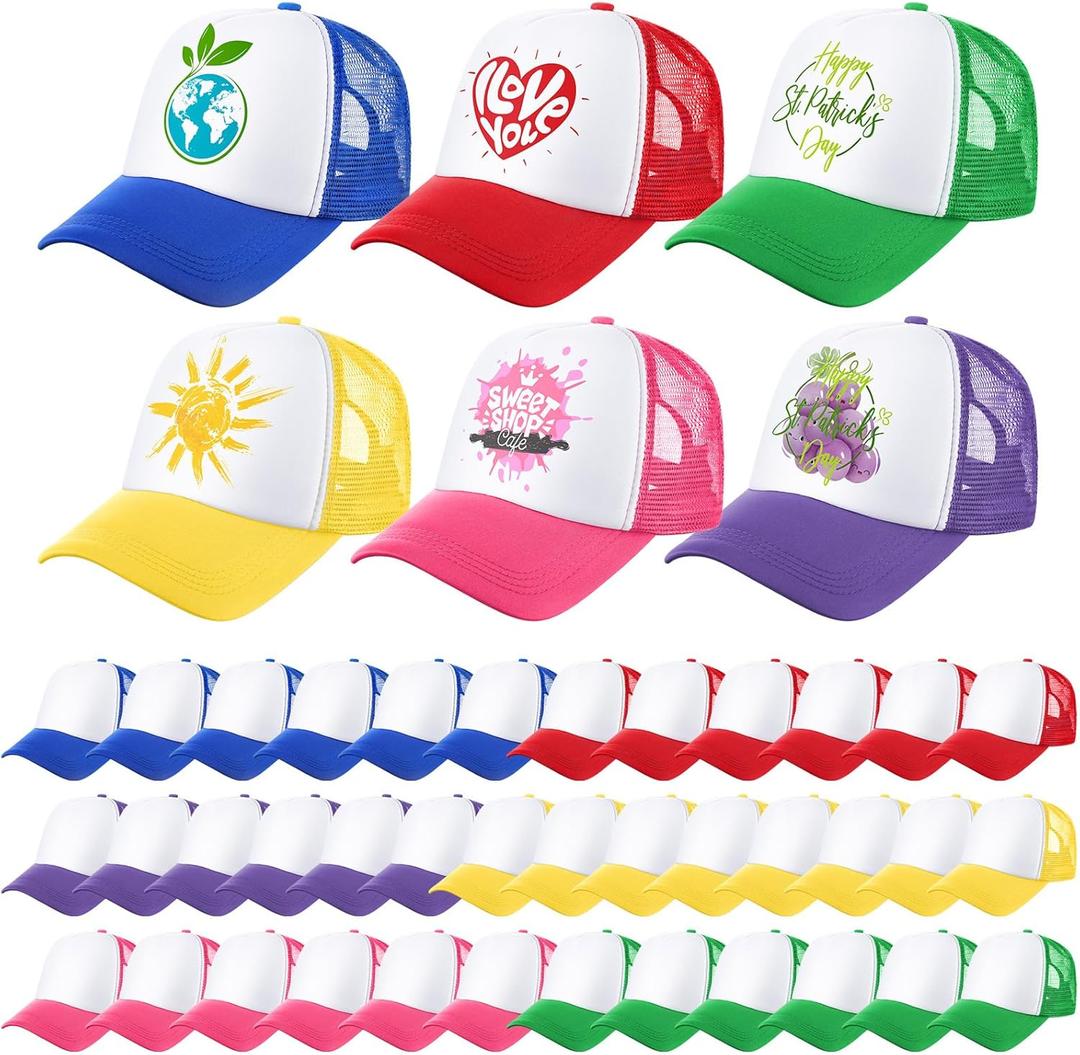 Xtinmee 36 Pcs Unisex Sublimation Hats Blank Trucker Hats Adjustable Baseball Caps for Men Women Outdoor DIY (Small)