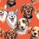 VEELIKE Cool Dog Wallpaper Stick and Peel Removable Orange Whimsical Dogs Wall Mural for Kids Room Bathroom 17.7''x118'' Self Adhesive Renter Friendly Puppy Animal Wallpaper for Nursery Bedroom