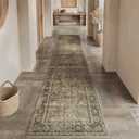 Brown Runner Rug 2x10 Vintage Area Carpet Hallway Long Indoor Kitchen Washable Living Room Low Pile Traditional Distressed Retro Accent Throw Rug Non Slip Laundry Bathroom Office Dining Room