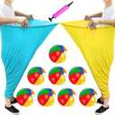 11 PCS Granny Pants Yard Game Set, Oversized Blue & Yellow Pants With 8 Colorful Bouncy Balls & 1 Air Pump, Outdoor Tossing Games For Adults Family Birthday Christmas Party Backyard Reunion Gatherings