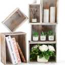 Juexica Set of 6 Farmhouse Wooden Crate Antique Wood Crates for Pantry Decor Organizer Storage Rustic Wooden Crates for Display Decorative Solid Wooden Storage Box for Book Storage Organizing
