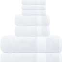 GLAMBURG Ultra Soft 8-Piece Towel Set - 100% Pure Ringspun Cotton, Contains 2 Oversized Bath Towels 27x54, 2 Hand Towels 16x28, 4 Wash Cloths 13x13 - Ideal for Everyday use, Hotel & Spa - White