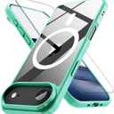 2 x PinLiSheng Anti-Yellowing Magnetic for iPhone Air Case with 1 Screen Protector [Mil-Grade Drop Protection] [Compatible with Magsafe] Shockproof Slim Transparent Protective Phone Case,Clear Green