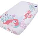 Disney The Little Mermaid Ariel - Coral, Aqua & White Photo Op Fitted Crib Sheet, Coral, Aqua, Pink, Navy