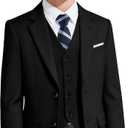 JPF Boy's Formal Suit Set Slim Fit Kids Tuxedo Suits for Wedding Teen Toddler Boy Dress Suit Outfit (14, 6pc Black)