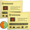 2 Pack 500G Reusable Silica Gel Desiccant Dehumidifier Bags, Color Indicating Moisture Absorbers for Car, Closet, Garage, 3D Filaments, Emoisture, Microwave Rechargeable Reusable Drying Bags