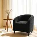 GarveeHome Accent Chair Living Room Chairs Barrel Boucle Chairs Comfy Armchairs for Bedroom Reading Room Reception Chairs(Black)