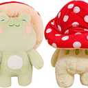 Frog Plush 10" Cute Frog Mushroom Hat Stuffed Animals Kawaii Plush Toys Throw Pillow Home Room Decor Aesthetic Gift (Light Green Frog With Red Mushroom Hat)