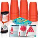 Gamie Stacking Cups Game for Kids - Set Includes 24 Cups, 18 Fun Challenging Cards, and Water Timer - Family Games for Kids and Adults, Indoor Recess Game for Classroom, Gifts for Boys and Girls