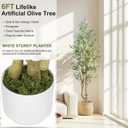 HZXGCP Olive Tree 6ft, Artificial Olive Tree with White Pot, Fake Tree with 1296 Dense Leaves & 72 High-Simulated Olive Fruits - Easy Assembly, Low Maintenance (Olive Tree 6ft)