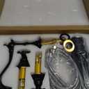 GGStudy Black Bathroom Faucet 2 Handles 3 Holes Faucet 8 inch Widespread Bathroom Sink Faucet Tap Mixer Supply Hose Included Matching Metal Pop Up Drain