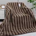 Heated Blanket Electric Twin- 62"x84" Soft Thick Faux Fur Electric Blanket for Sofa with 5 Heat Levels & 4 Hours Auto-Off Overheat Protection, Warm Cozy Gifts, Brown
