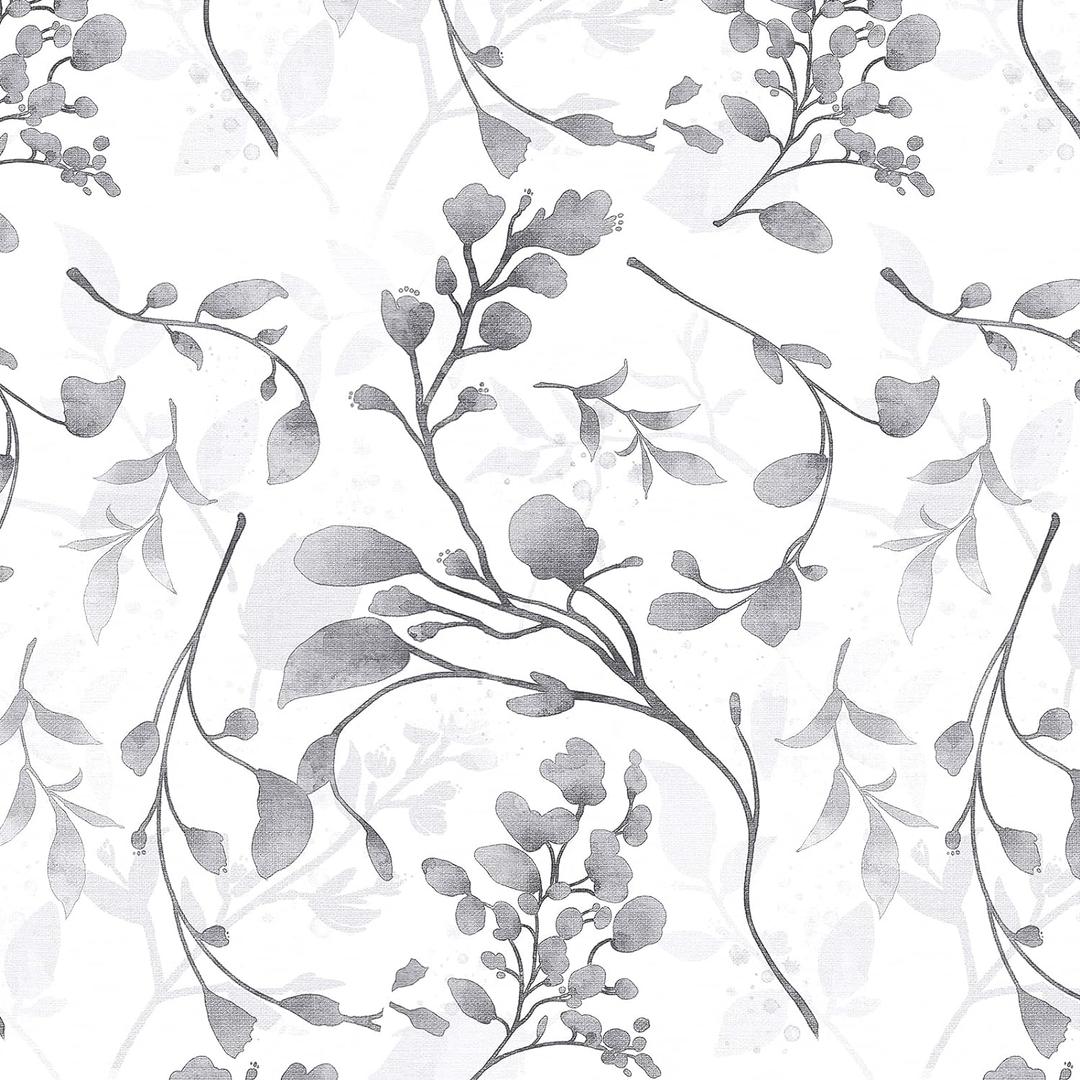 Orainege Gray Floral Wallpaper Peel and Stick Wallpaper 17.7 in 118.1 in Self Adhesive Floral Contact Paper Waterproof Removable Wall Paper for Bedroom Bathroom Cabinets Decor