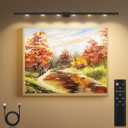 TINTINDOC 22''Wireless LED Picture Light Battery Rechargeable 6000mAh Full Metal,Painting Light for Wall with Remote Control,3 Lighting Dimmable Timer Off, Art Light for Display Wall Picture, 400LM (Black)