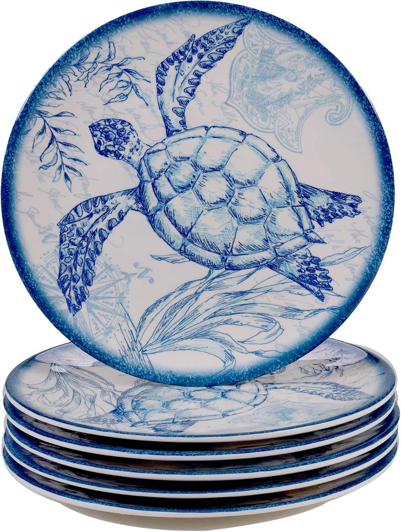 Certified International Oceanic 9" Melamine Salad/Dessert Plate, Medium, Set of 6