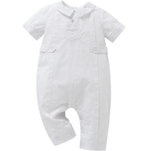 Booulfi Baptism Christening Outfits for Boys Long Sleeve White Baby Boy Romper Fall Winter Church Newborn Jumpsuit (6-9M, W20220-white)