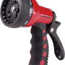 Dramm Revolver Heavy Duty 9 Pattern Quick Click Adjustable Garden Hose Spray Nozzle with Trigger Style Handle, for your Car, Boat, Deck, Sidewalk, Flowers and Young Trees, Red