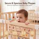 Adjustable 10-Panel Wooden Baby Playpen, 82x55x24 in