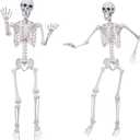 2Pack 5.4Ft Life Size Skeletons Posable Skeletons Full Size Plastic Human Skeleton with Movable Joint for Halloween Outdoor Indoor Decorations (Gray)