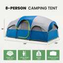 OLIXIS 8 Person Camping Tent, Tool-Free Setup Family Tent, 78.7in Tall Double Layer Waterproof, Portable with Carry Bag for Outdoor Trips, Backpacking, Hiking, Navy Blue