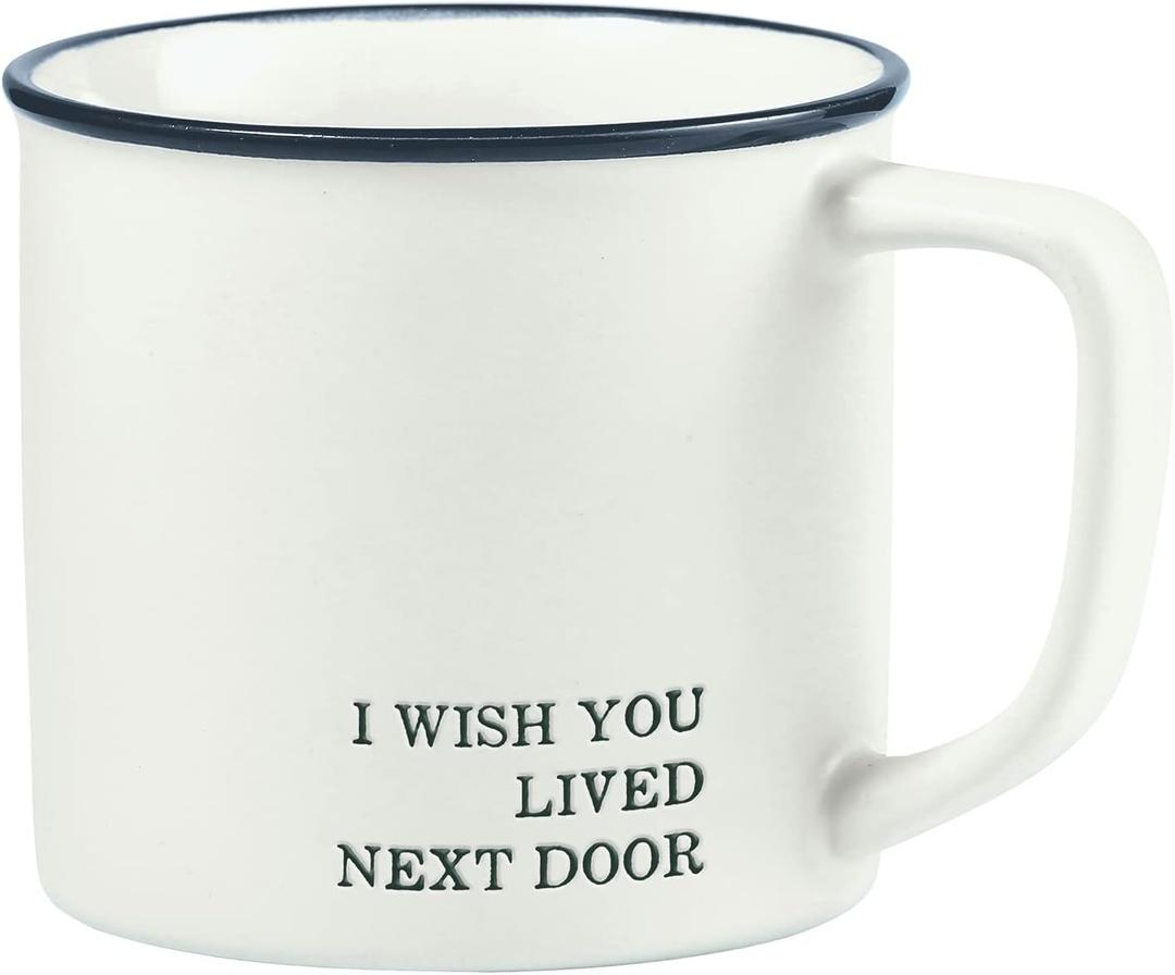 Santa Barbara Design Studio Black and White Coffee Cups Face-to-Face Designs Stoneware Mug, 16-Ounce, Wish Next Door