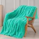 Tuddrom Decorative Extra Soft Faux Fur Throw Blanket 70"x78",Solid Reversible Fuzzy Lightweight Long Hair Shaggy Blanket,Fluffy Cozy Plush Fleece Comfy Microfiber Blanket for Couch Sofa Bed,Teal Blue