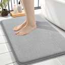 OLANLY Thick Memory Foam Small Bathroom Rugs 24x16, Extra Soft Absorbent Bath Rug, Quick Dry Bath Mats, Non-Slip, Machine Washable Mat for Bathroom, Tub and Shower, Home Decor Accessories, Light Grey