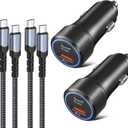 USB C Car Charger for iPhone 16, 36W 2 Pack Fast Charging Car Charger Adapter with PD&QC3.0 for iPhone 16 15 14 13, Galaxy S24/S23/S22, iPad Pro/Mini/Air, Google Pixel 6/5/4-6FT USB C-C Nylon Cable