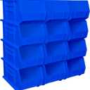 Akro-Mils 30240 AkroBins Plastic Storage Bins, Space-Saving Stackable Bins for Garage, Pantry, Craft Organization, 15-Inch x 8-Inch x 7-Inch, Blue, 12-Pack
