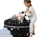 Stuffed Animal Storage Bean Bag Chair | 2 Sizes in 1 | 100% Cotton Washable Kids Plush Toys Organizer | XL to XXL Expandable Premium Soft Toys Pouf Starry Night