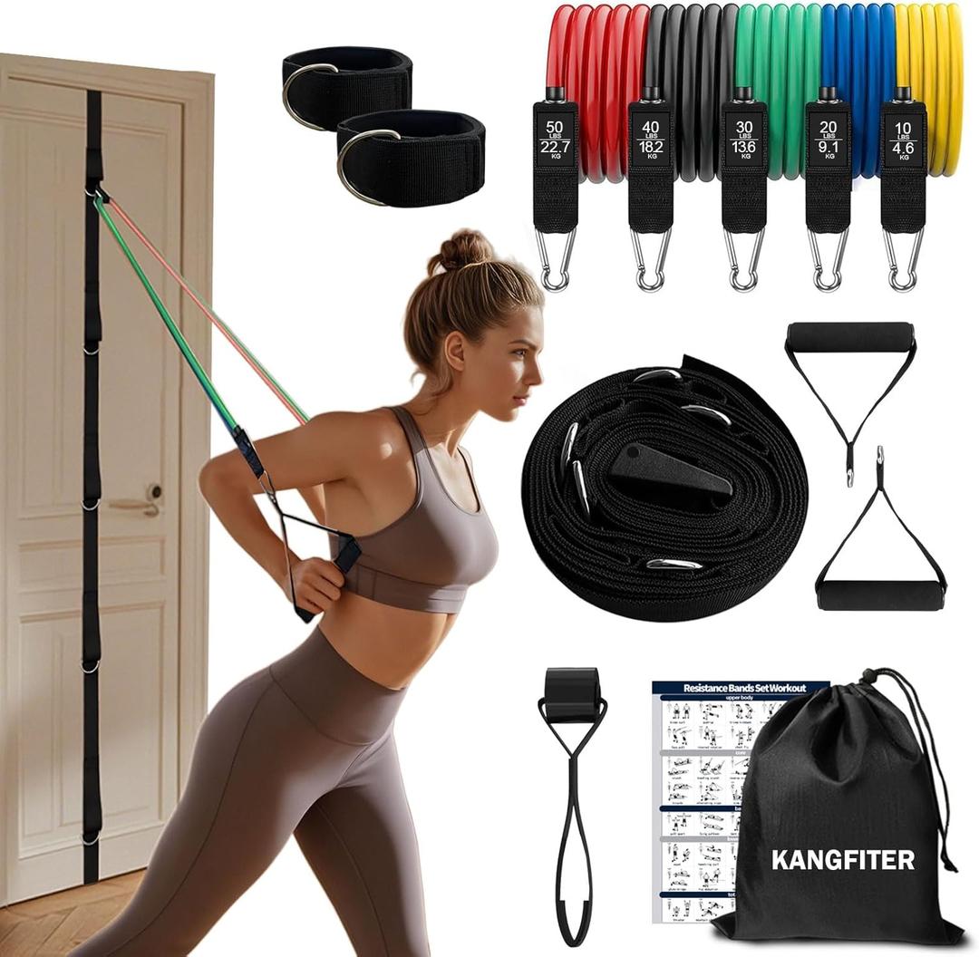 Door Anchor Strap and Resistance Bands for Working Out with Handles, Strength Training Equipment Exercise Bands for Full Body Workout, Non-Slip Multi Point Attachment for Home Gym Fitness