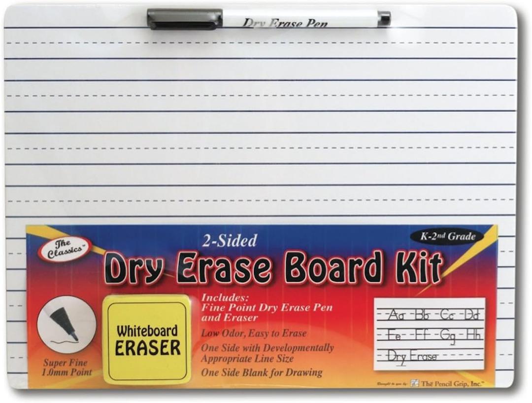 2 x The Classics Dry Erase Whiteboard Kit Complete Set with 11.75 x 9 Inches Board, Black Dry Erase Pen and Eraser (TPG-388), White