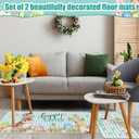 Drydiet Spring Easter Kitchen Rugs and Mats Set of 2 Happy Easter Kitchen Decor Buffalo Plaid Bunny Egg Cross Flower Mat for Floor Spring Decorations for Home, 17 x 30, 17 x 47 Inches