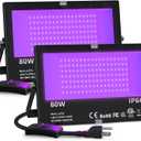 Black Light 80W LED Blacklight for Glow Party, Halloween Decorations, Neon Birthday Party, Body Paint, Fluorescent Tapestry Poster, IP66 Waterproof UV Flood Light Outdoor with Plug and Switch, 2 Pack (80W Black Lights 2)