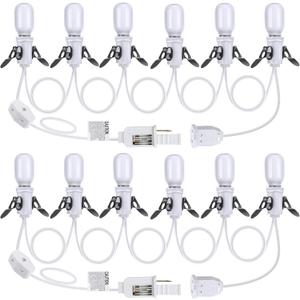 Meonum 2 Pack Accessory Cord with 6 LED Light Bulbs, 13.9ft End to End Connected Cool White Lights, Blow Mold Light Cord with Adjustable Brightness for Holiday Decoration, Christmas Village House