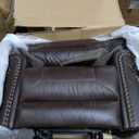 Signature Design by Ashley Colleton Classic Leather Match Upholstered Manual Recliner with Nailheads, Dark Brown