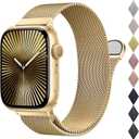 BELONGME Mesh Metal Loop Compatible with Apple Watch Band 40mm 41mm 38mm 42mm Series 11 10 9 8 7 6 5 4 3 2 1, SE 3 2 1 Women Men, Stainless Steel Strap with Magnetic Clasp for iWatch Bands (Golden)