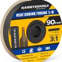 haisstronica 3:1 Heat Shrink Tubing, Shrink Ratio Adhesive Lined Marine Grade Heat Shrink Tube for Home, Automotive and Industrial (Black) 90FT 1/8inch