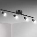 Unicozin LED 4 Light Track Lighting Kit, Black 4 Way Ceiling Spot Lighting, Flexibly Rotatable Head, Track Light Included 4 x LED GU10 Bulb (4W, Daylight White 5000K, 400LM)