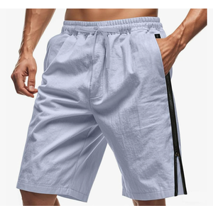 TRFIC Mens Side Zipper Shorts Athletic Casual Shorts Elastic Waist Drawstring Summer Beach Shorts with Pockets White Size M