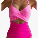 Eomenie Women's One Piece Swimsuits Tummy Control Cutout High Waisted Bathing Suit Wrap Tie Back 1 Piece Swimsuit Large