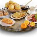 Lazy Susan Turntable Organizer for Table Top, 21 Round Wooden Lazy Susan for Cabinet Kitchen Countertop Pantry Dining Coffee Table for Condiments Spices, Rustic Bathroom Vanity Tray for Soap Candle